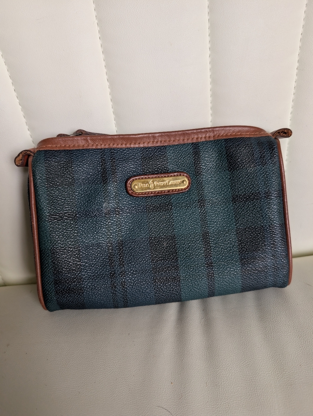 Vintage POLO RALPH LAUREN Tartan Black Watch Small Makeup Case Kit Toiletry Bag